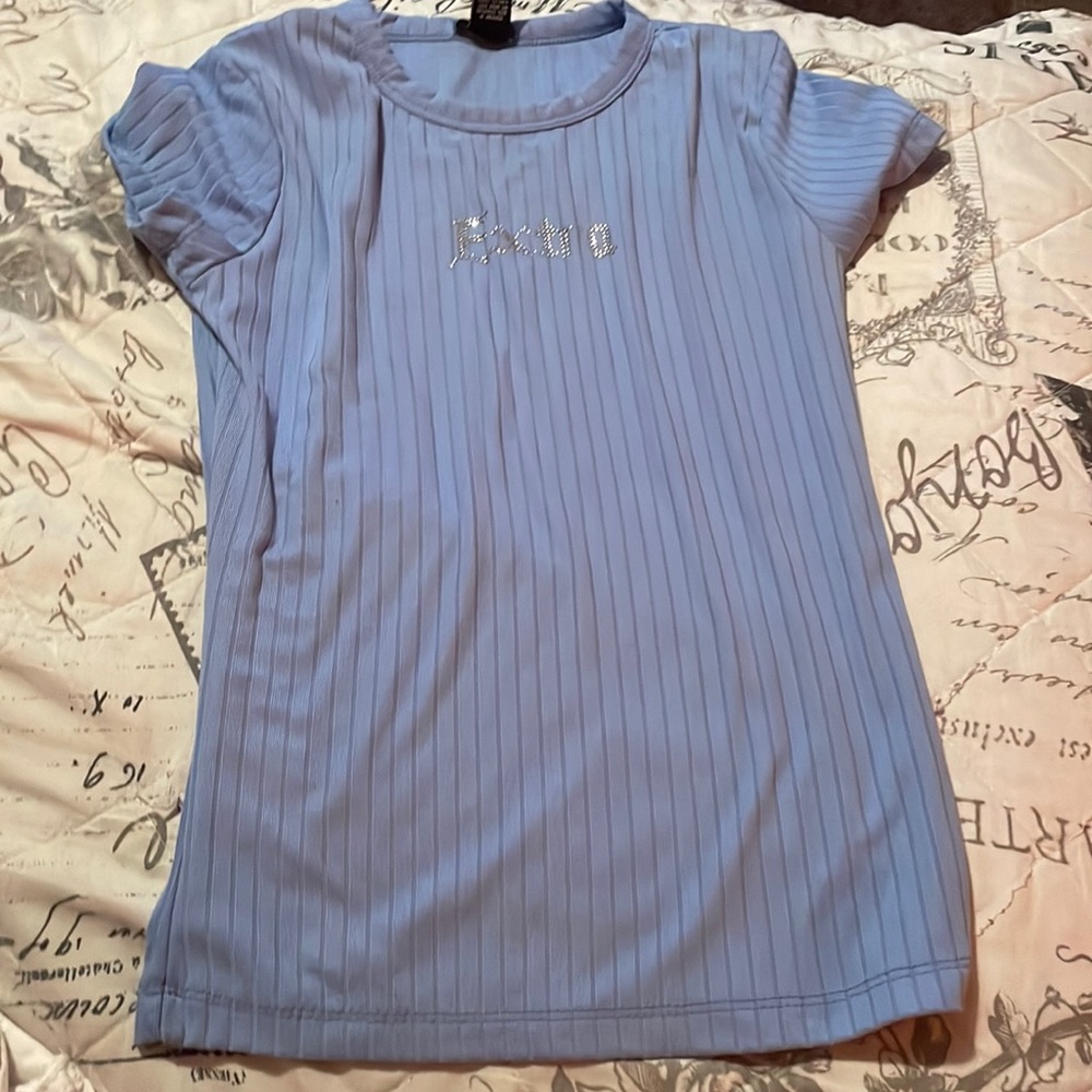 rue 21 baby blue ribbed tight shirt!